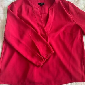 J. Crew Bright Pink V-Neck Long Sleeve Blouse